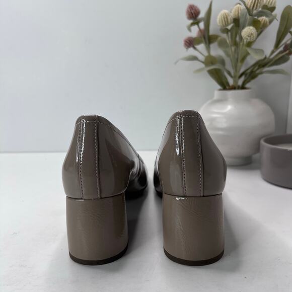 Vionic Carmel Patent Leather Slip On Chunky Heel Taupe Women's 9 M NWOB - Picture 4 of 11